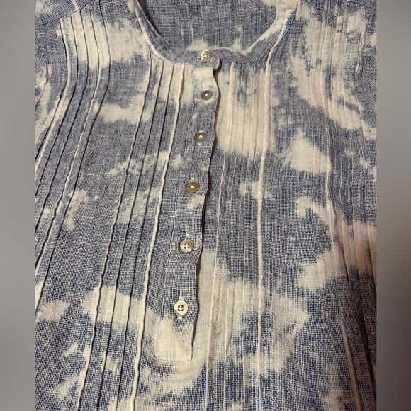 Faherty Sky Blue Tie Dye Linen Blend Shirt Dress Size Small summer beach resort - Picture 10 of 15